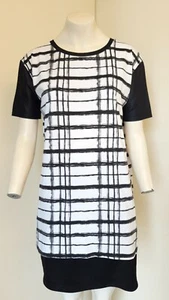 Fab Black & White Stripe Check Short Sleeve T-Shirt Top by River ~ Size 10 ~NEW! - Picture 1 of 4