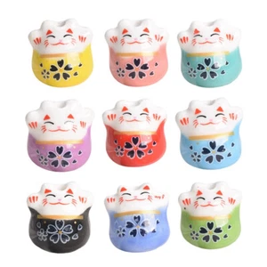 5pcs 16mm Fortune Cat Raise Claws Ceramic Loose Beads for Jewelry Making - Picture 1 of 16