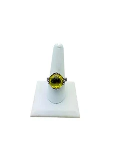 Judith Ripka Sterling Silver CZ Round Yellow Stone Cocktail Ring Size 9 - Picture 1 of 6
