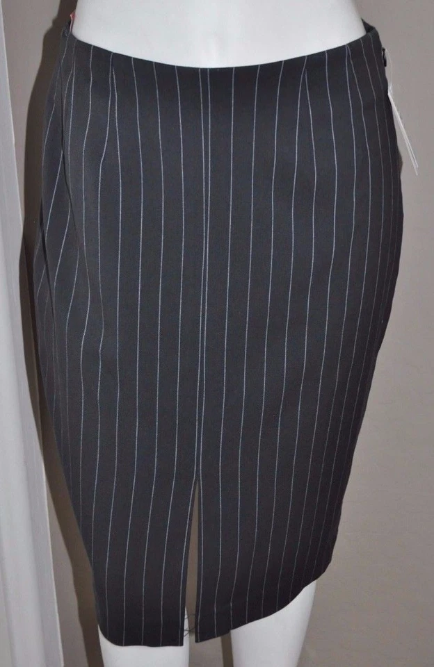 Signature by Larry Levine Gray Pinstriped Lined Pencil Skirt Size 4 NWT - Изображение 1 из 1