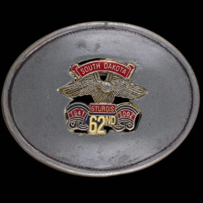 62nd Sturgis Motorcycle Rally 2002 hecho a mano Black Hills SD hebilla de cinturón Foto 1 de 2