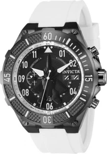 Invicta Men's Aviator 50mm Black Dial White Silicone Band Quartz Watch