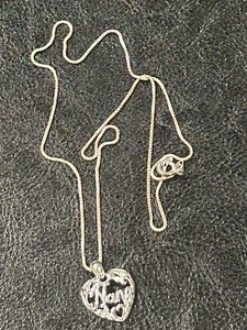 925 Sterling Silber Vintage verzierter "Nana" Herz Anhänger 18" Kette Halskette - Bild 1 von 3