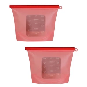 7Penn Silicone Food Storage Bag 1000mL - 2pk Red 8 x 6.25in Reusable Food Bags - Picture 1 of 8