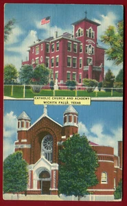 Wichita Falls Texas Catholic Church Academy 2 view Postcard - Picture 1 of 2