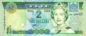 2 Fijian Dollars Banknote. Fiji 2 dollars Uncirculated note. 2 Dollars 2002 QEII - Picture 1 of 2