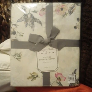 NEW Pottery Barn Shower Curtain Monique Lhuillier Tuileries Floral Butterflies - Picture 1 of 4