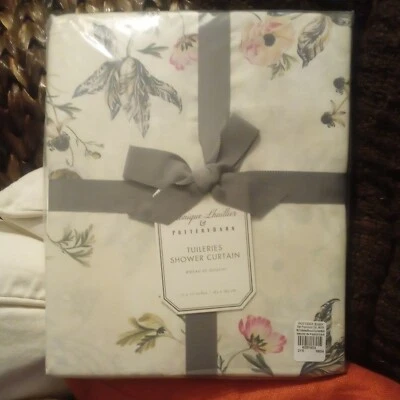 NOVA Cortina de Chuveiro Pottery Barn Monique Lhuillier Tuileries Floral Borboletas - Imagem 1 de 4