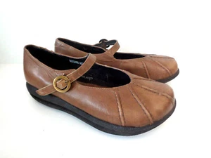 DANSKO Giselle EU 37 US 6.5 7M Marrón Cuero Liso Mary Jane Zapato Plano Marruecos - Imagen 1 de 7