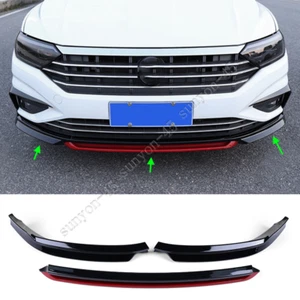 For VW Jetta 2019-2020 MK7 black red ABS Front Bumper Lip Body Spoiler 3PCS - Picture 1 of 11