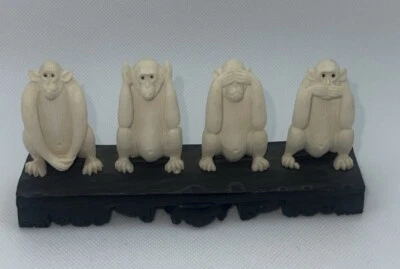 Vintage Carved Monkeys Hear No Evil See No Evil Speak No Evil - Image 1 of 4