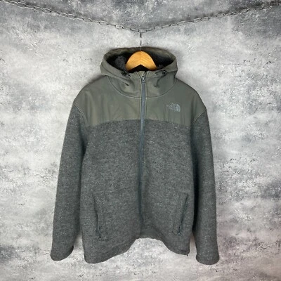 North Face XL Fleece Zip Jacket Grey Wool Blend Men’s Hiking Outdoor Warm - Image 1 of 4