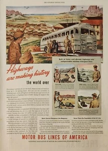 1944 Motor Bus Lines of America Vintage Ad Highways are making history - Bild 1 von 1