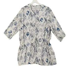 MELISSA MCCARTHY X SEVEN7 Floral Tunic Womens SZ 1X Cinched Waist Teal Blue NEW - Picture 1 of 8