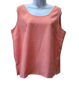 Liz Baker Womens Plus 16 Tank Top Shell Pale Orange Semi-Sheer - Picture 1 of 10