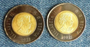 Canada 2 - 2022 Black Ring two dollar ($2) toonies - free shipping - Picture 1 of 2