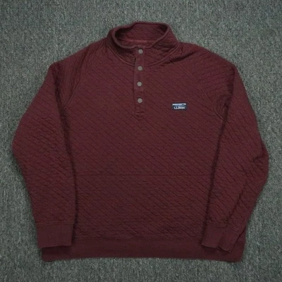 LL Bean пуловер мужской очень большой красный стеганая толстовка Snap спереди свитер XL - Изображение 1 из 4