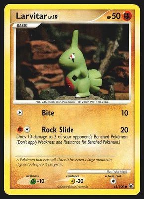 Larvitar 63/100 Diamond & Pearl Stormfront Pokemon Card MP - Image 1 of 2