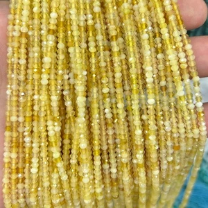 Cuentas espaciadoras de disco rondelle micro facetadas ópalo amarillo natural genuino de 2x3 mm - Imagen 1 de 6