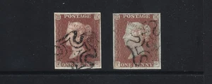 GB QV PENNY RED IMPERFORATES Pl.34 MATCHED PAIR STATES 1 + 2 VF USED + 9 in MX - Picture 1 of 3
