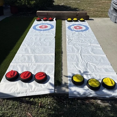 HearthSong Curling Zone Air-Hover Indoor Curling Game 12 Curling Stones + 2 Mats - Image 1 of 4