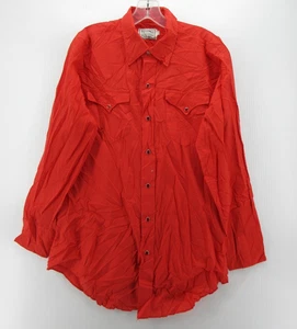 VINTAGE H Bar C Shirt Men 16 1/2 Red Western Pearl Snap Ranchwear 60s 70s USA * - Picture 1 of 10