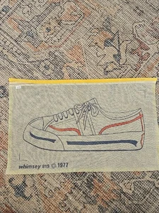 Needlepoint Canvas Vintage Sneaker Whimsey 1970's Mcm Painted 819 Retro - Picture 1 of 10