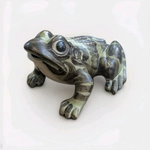 Brush McCoy Pottery Large 8" Frog Figurine Garden Statue Camo Green 1930-60's - Picture 1 of 23
