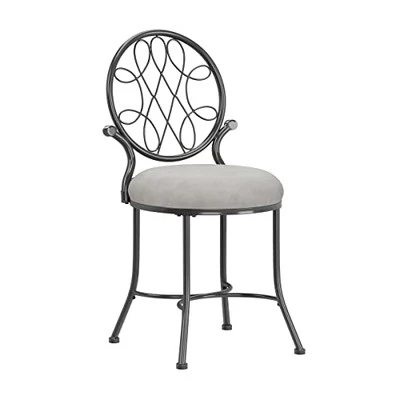 Hillsdale O'Malley Vanity Stool with Spiral Pattern Design, Metallic Gray - Image 1 of 4