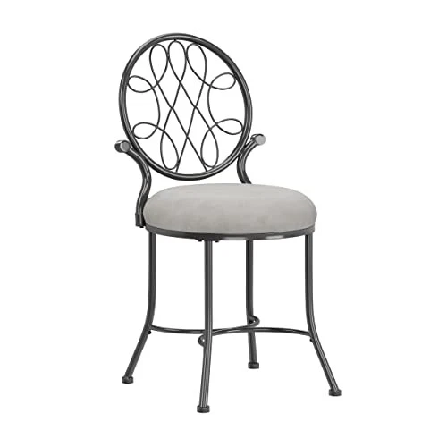 Hillsdale O'Malley Vanity Stool with Spiral Pattern Design, Metallic Gray - Image 1 of 4