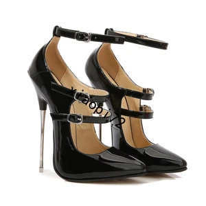 Women's High Heels Pointed Toe Lady Shoes Metal Heel StrapFashion Pumps Buckle - Picture 1 of 24