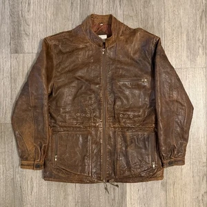 Chaqueta Abrigo Adam Spencer Para Hombre Cuero Marrón Manga Larga Cremallera Completa Talla 42 - Imagen 1 de 17