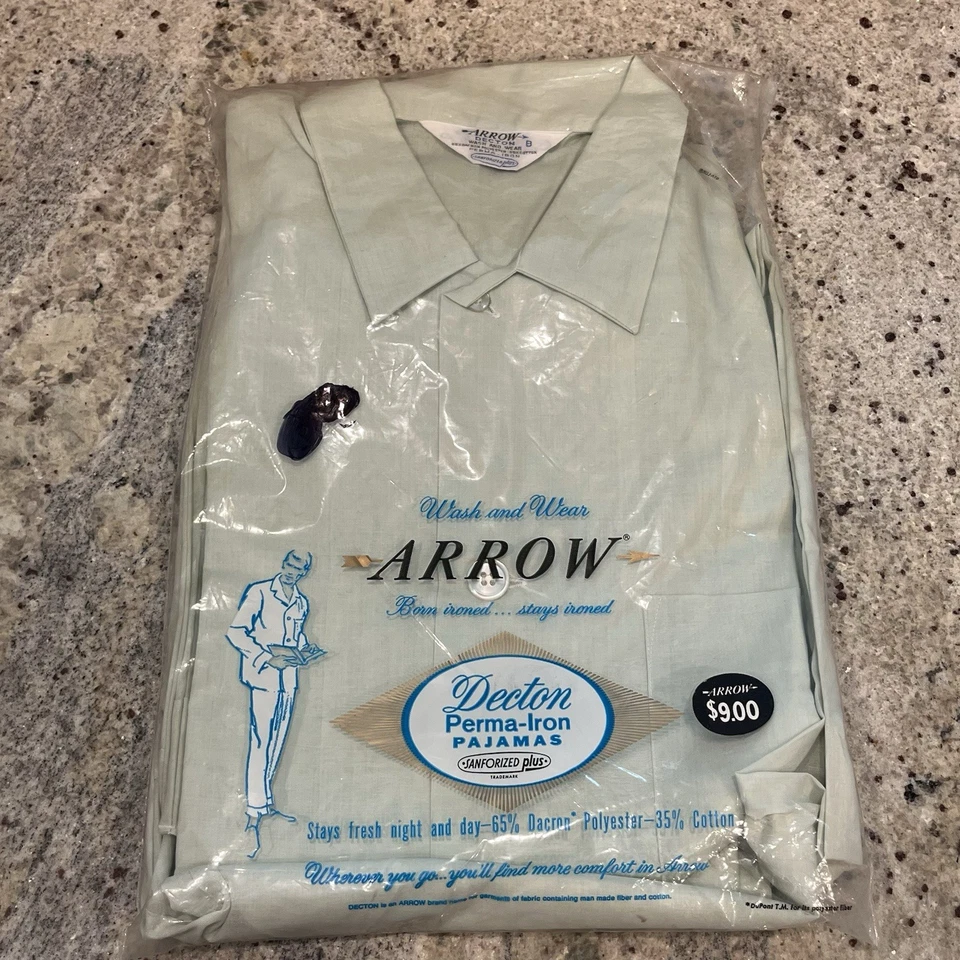 Juego de Pijama Arrow Decton Hombre Mediano M Sanfornizado Dacron Poli De Colección Años 60 Nuevo de Lote Antiguo Nuevo Foto 1 de 4