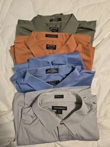 2 ARROW Dress Button Up Long Sleeve  Crazy hours Blue Express Grey Stripe - Picture 1 of 9