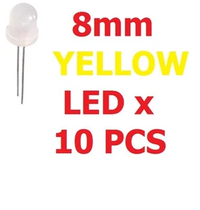 LOT OF 10 8mm YELLOW LED 568nm STANDARD TRANSPARENT Electronic Components - Picture 1 of 1