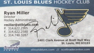 ST LOUIS BLUES DIR OF HOCKEY RYAN MILLER SIGNED BUSINESS CARD - Picture 1 of 1