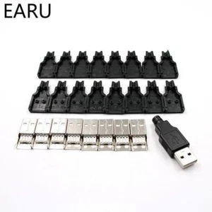 10pcs USB Male Connector Type-a Cable Replacement Plug with Black Plastic Cover - Picture 1 of 12