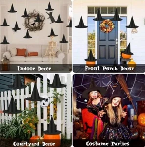 Witches Hat Black 8 Pk Costume - Cosplay - Halloween Decoration - Picture 1 of 4