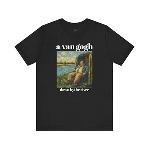 Tshirt Van Gogh Down by the River Graphic Tee Tshirt Art Painting Shirt - Picture 1 of 57