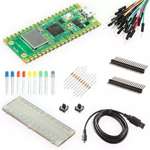 Raspberry Pi Pico W Wireless Kit with Breadboard Cable Headers Jumpers & LEDs - Picture 1 of 6