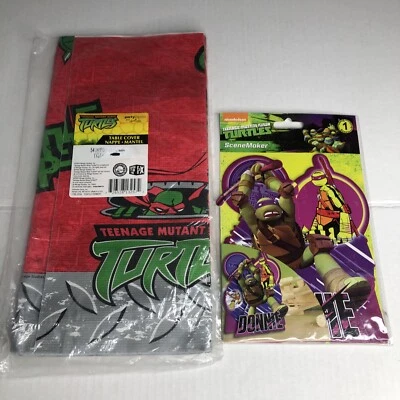 Hallmark Teenage Mutant Ninja Turtles Paper Table Cover & Donnie Decoration New - Image 1 of 4