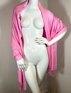 NEW PINK PASHMINA SCARF WRAP SHAWL SWIMSUIT COVERUP PERFECT FOR SUMMER! 35"x78" - Picture 1 of 5