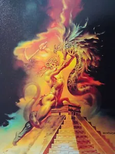 Fantasie Kunstdruck/Teller DIE MAYA-SCHLANGE von Boris Vallejo c1994 - Bild 1 von 4