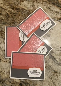 Card Set Of 4 Stampin Up DSP Coral & Gray Beautiful Blessing - Picture 1 of 4