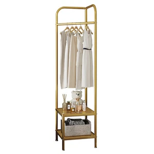 Metal Corner Coat Rack Garment Rack W/ Storage Shelf Clothing Racks Entryway - Picture 1 of 14