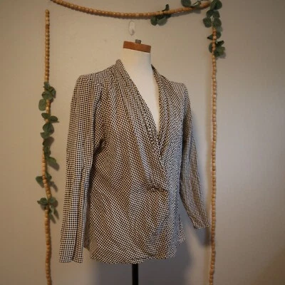 Blusa de seda estampada a cuadros micro de JH Collectibles talla 8 Foto 1 de 4