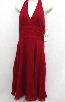 Vestido Maggy London vermelho feminino gola 6 V sem mangas bodydoll festa formal casamento - Imagem 1 de 4