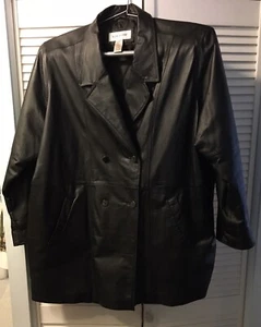 KLASSISCHE VERANESI SCHWARZ DOPPELREIHIG 100 % ECHTLEDERJACKE GRÖSSE 32W - Bild 1 von 12
