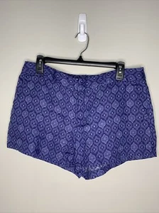 Cynthia Rowley Women’s Blue Linen Tribal Print Size 10 Boho Shorts - Picture 1 of 7