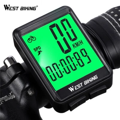 WEST BIKING Wired Bicycle Computer Waterproof LCD Bike Speedometer Odometer - Image 1 of 4